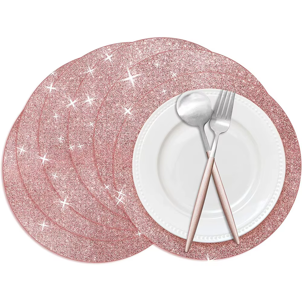 10 pièces de sets de table ronds jetables en papier doré pailleté de 35 cm pour la décoration