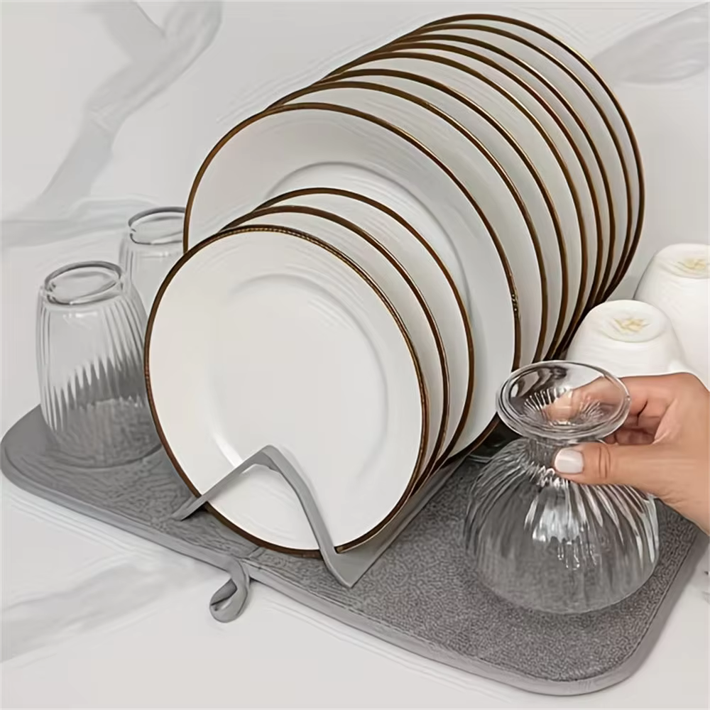 1 pièce Tapis et égouttoir à vaisselle pliable robuste avec support de comptoir gain de place