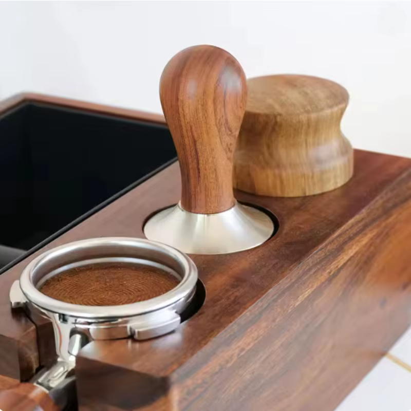 Presse à café poudre marteau manche en bois massif 304 acier inoxydable