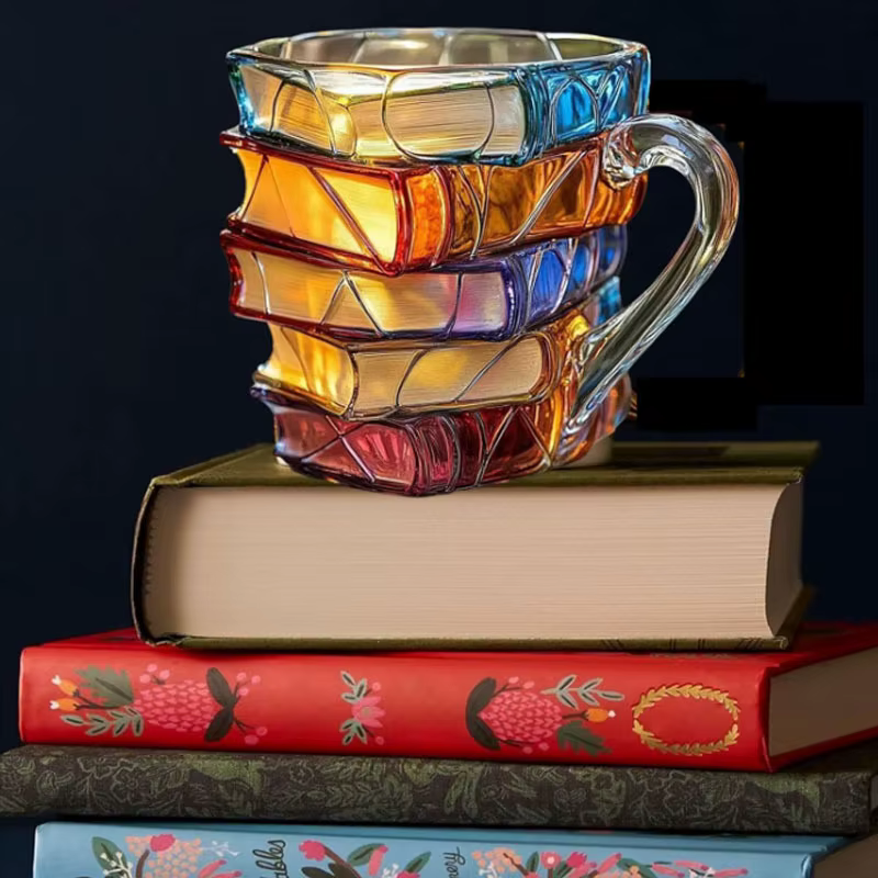 Livre peint artistique - Tasse en forme |   Décor unique de tasse à café