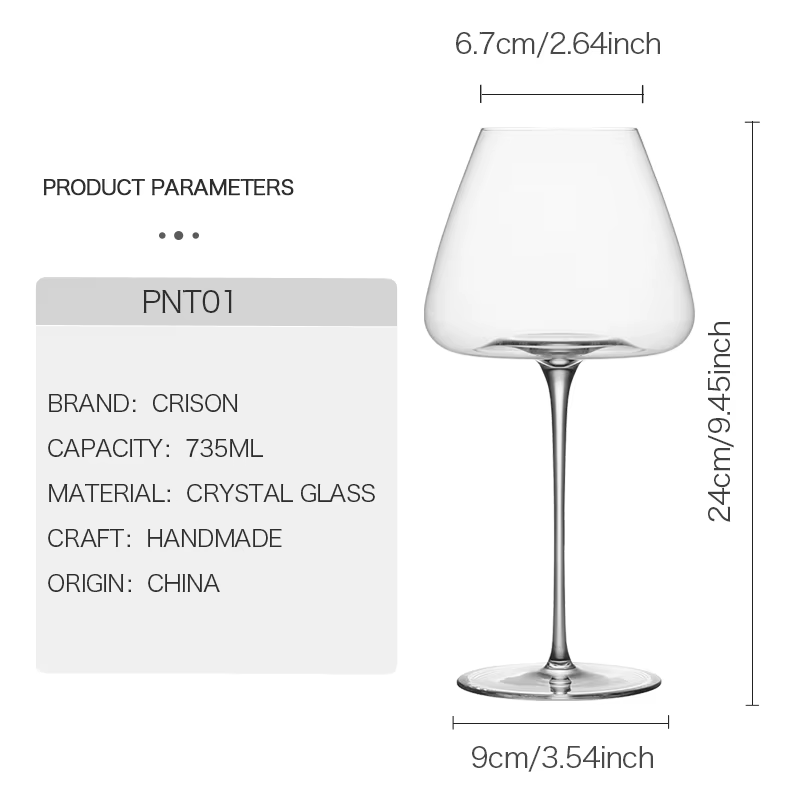 CRISON PNT01 Verre à vin rouge en cristal ultra-mince fait à la main pour Riesling bordeaux
