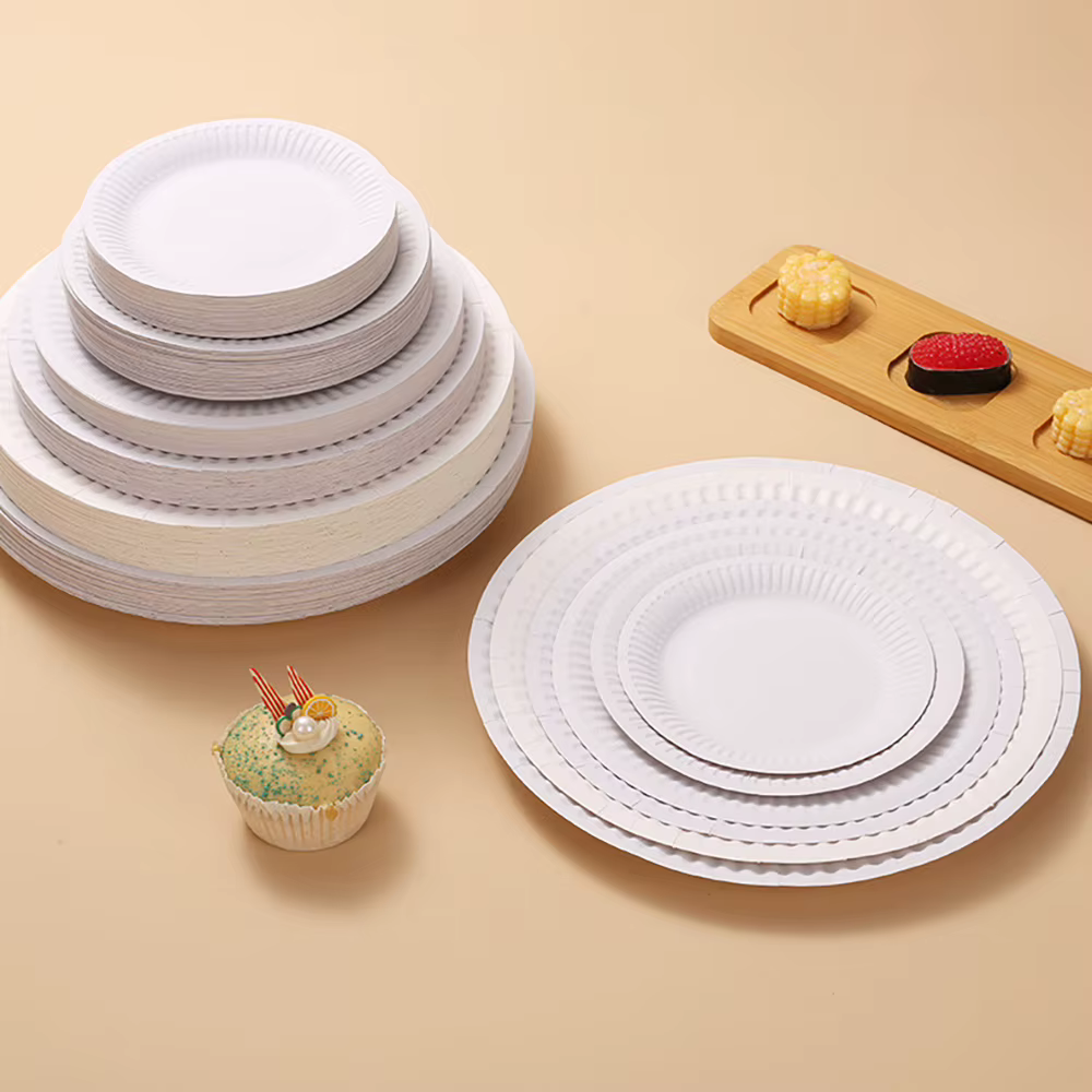 Ensemble d'assiettes en papier jetables blanches