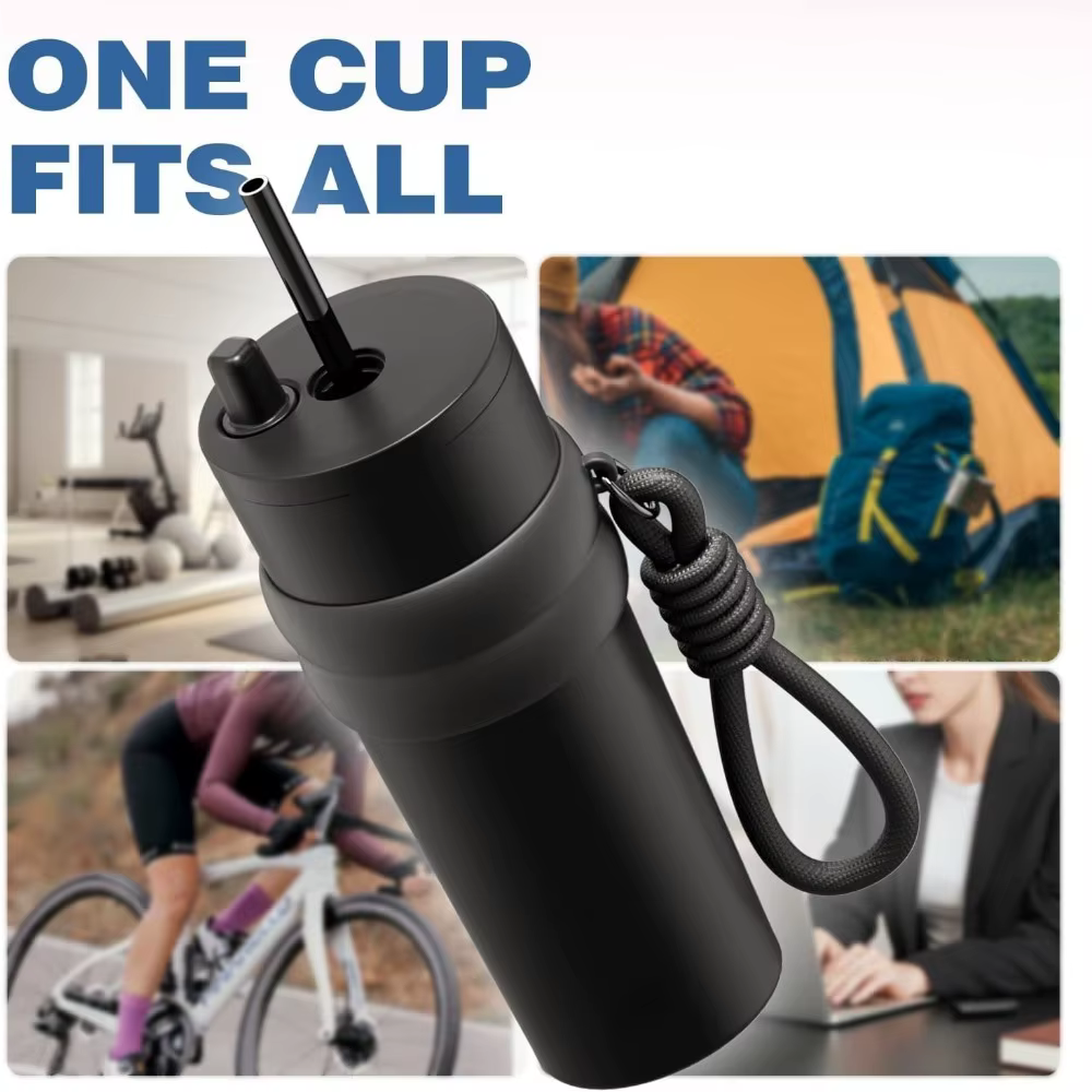Thermos de voyage 700 ml/23 oz avec paille et couvercle anti-fuite