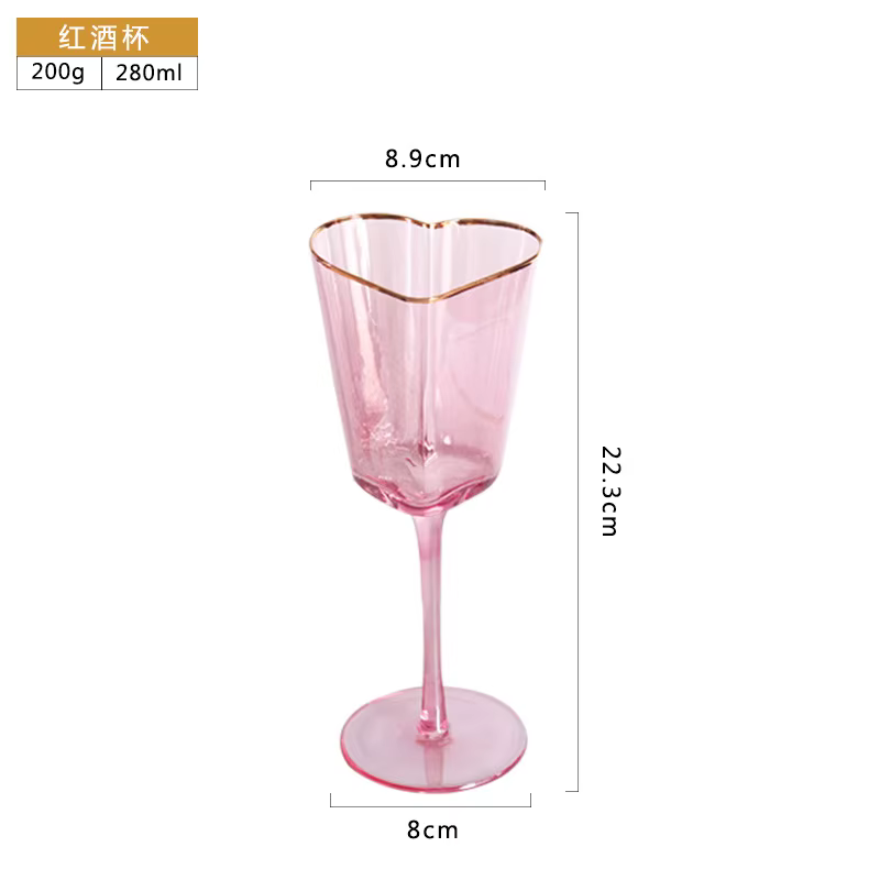 Verres à vin rouge Phnom Penh rose martelé européen