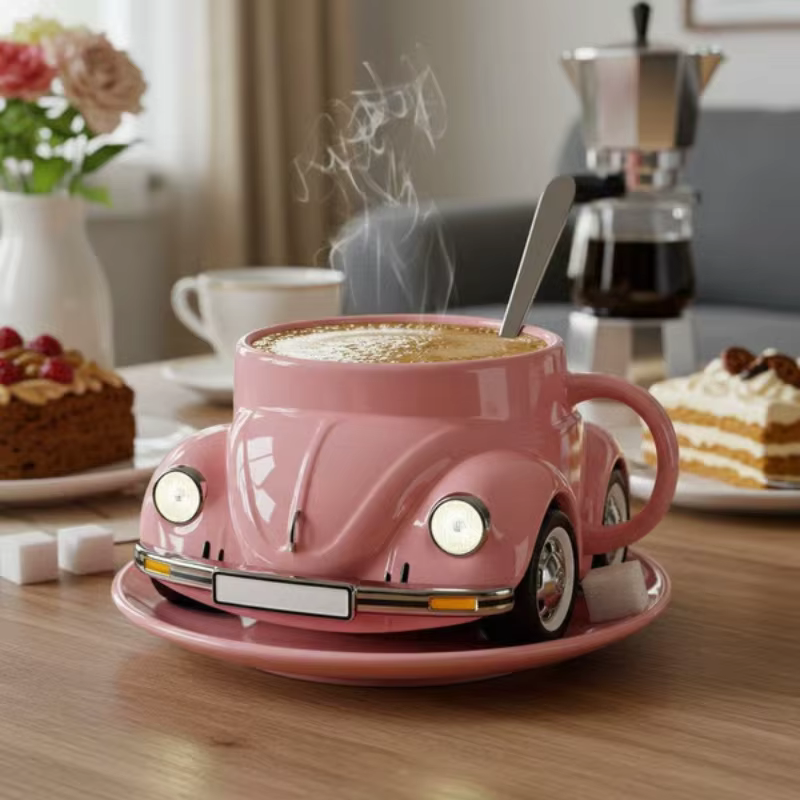 Mug à café créatif rétro en forme de voiture de sport Beetle 300ML avec poignée