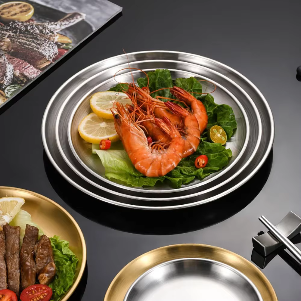 Ensemble d'assiettes en acier inoxydable pour Barbecue