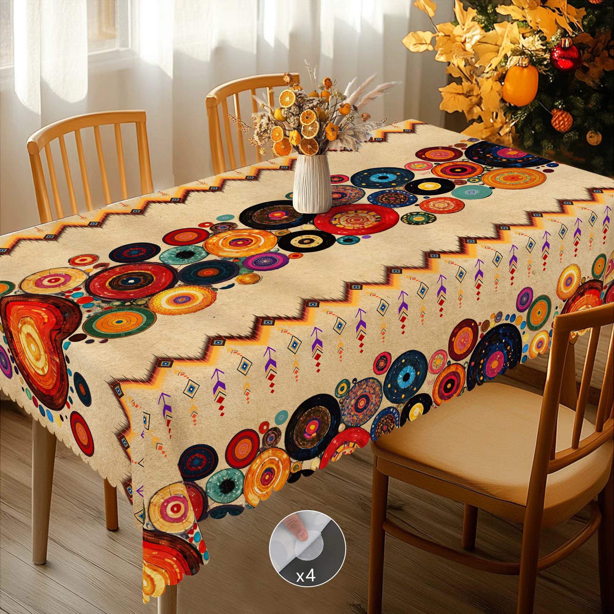 1 pièce de nappe imprimée sur le thème de la ferme rétro bohème