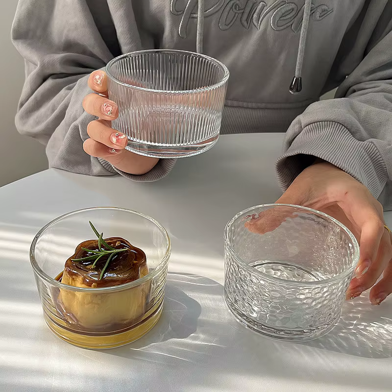 Ensemble de 4 mini-bols en verre transparent YWDL pour desserts