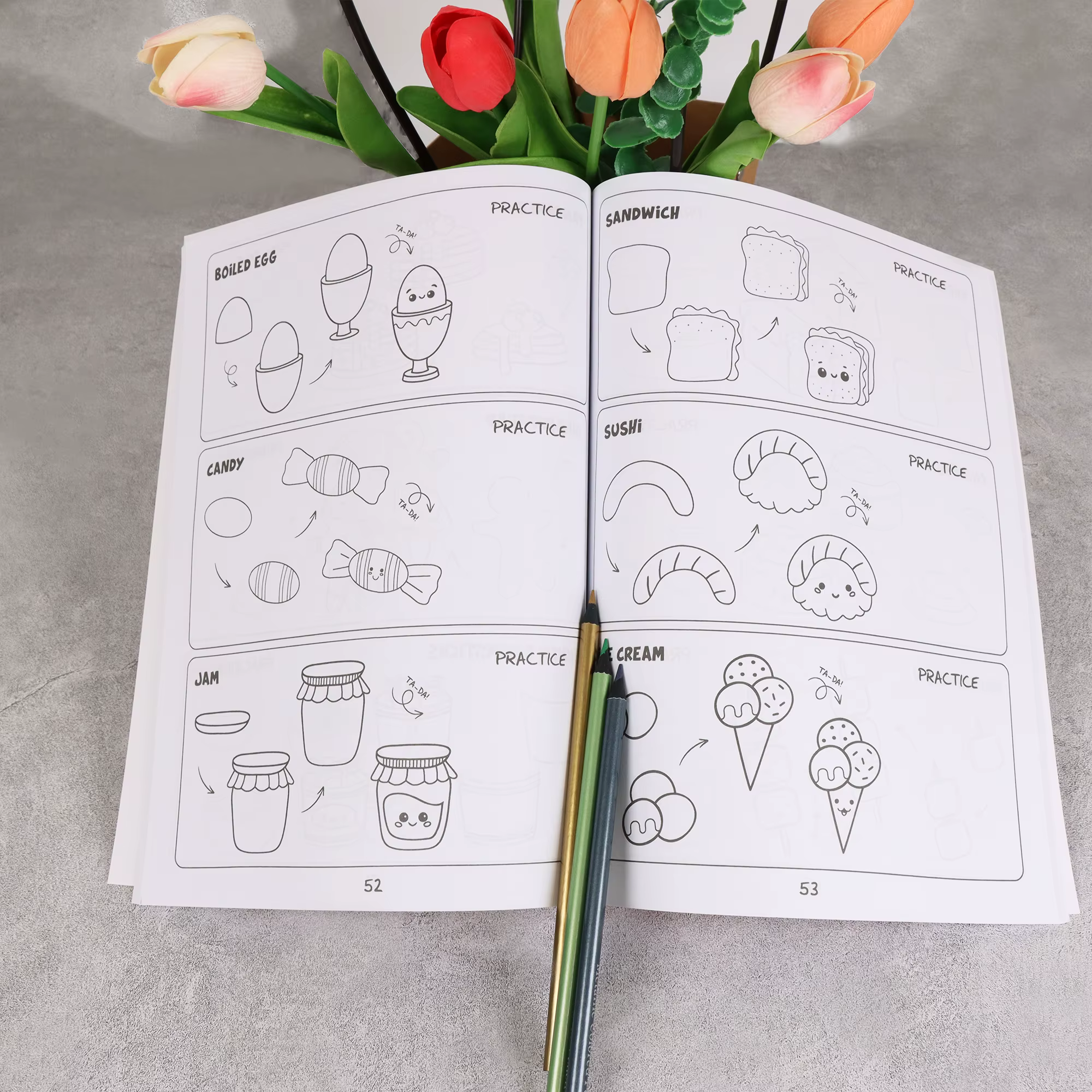 Comment dessiner tout pour les passionnés de peinture, 300 dessins simples pas à pas mignons de choses adorables, animaux, nourriture, cadeaux