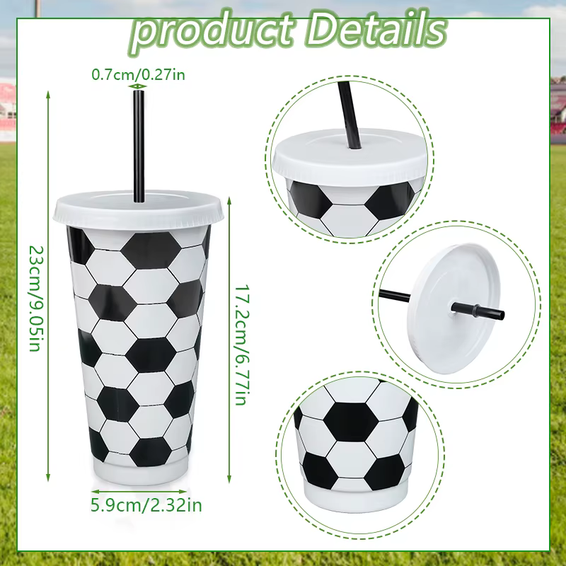 Gobelets de Football en plastique réutilisables avec couvercle