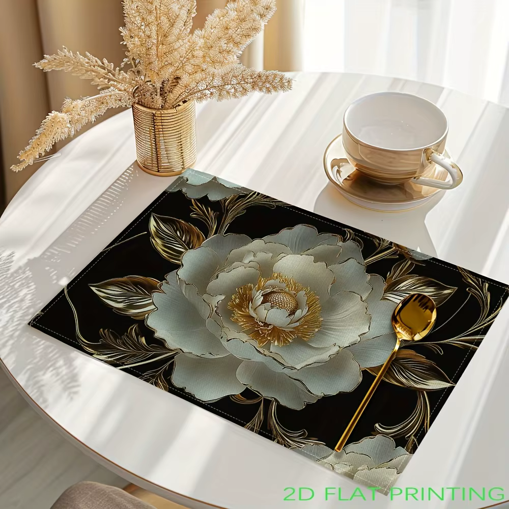 Napperons imprimés de fleurs plates 2D