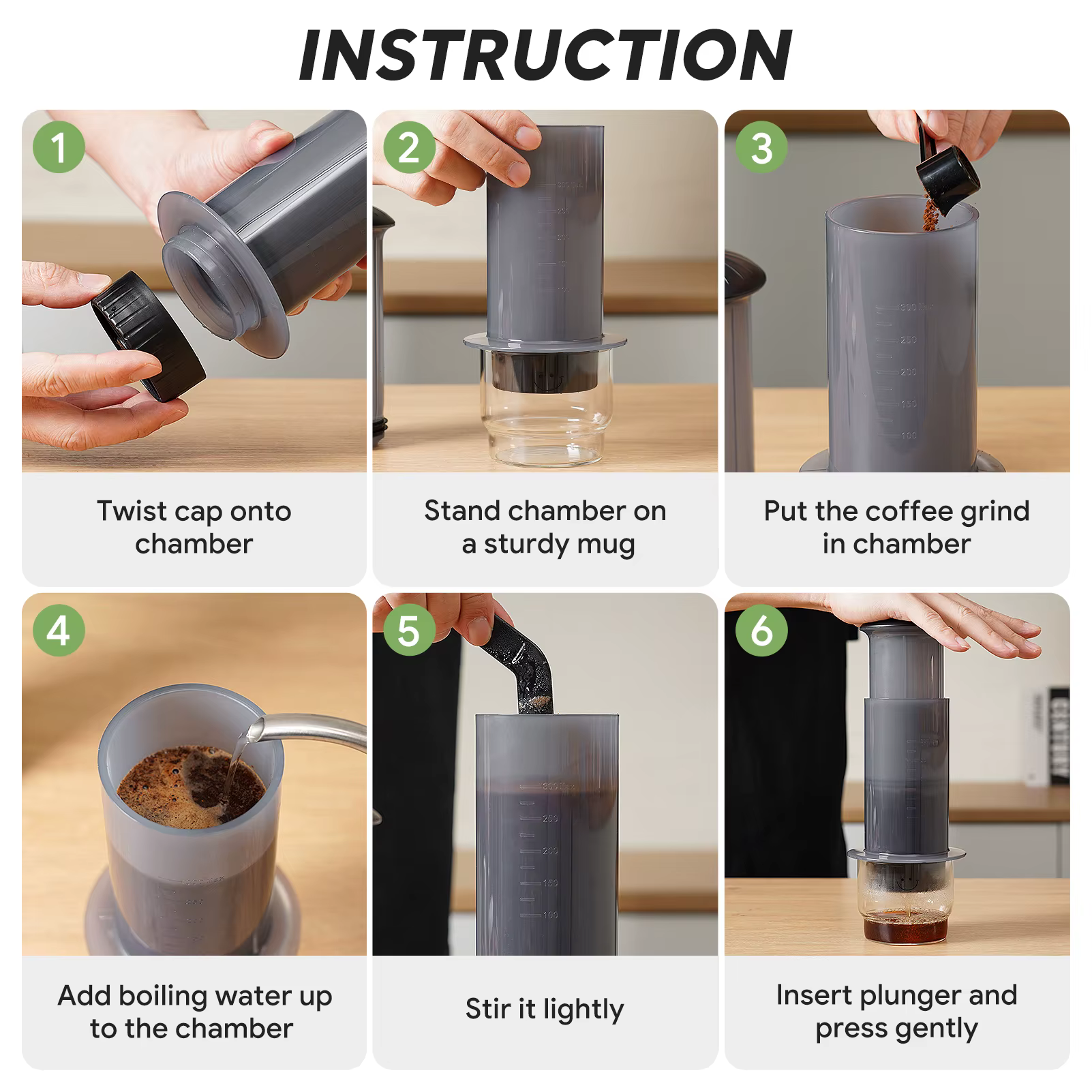Nouvelle machine à café expresso portable de 300 ml, cafetière à piston française avec kit de filtres en papier, ensemble de bar pour AeroPress