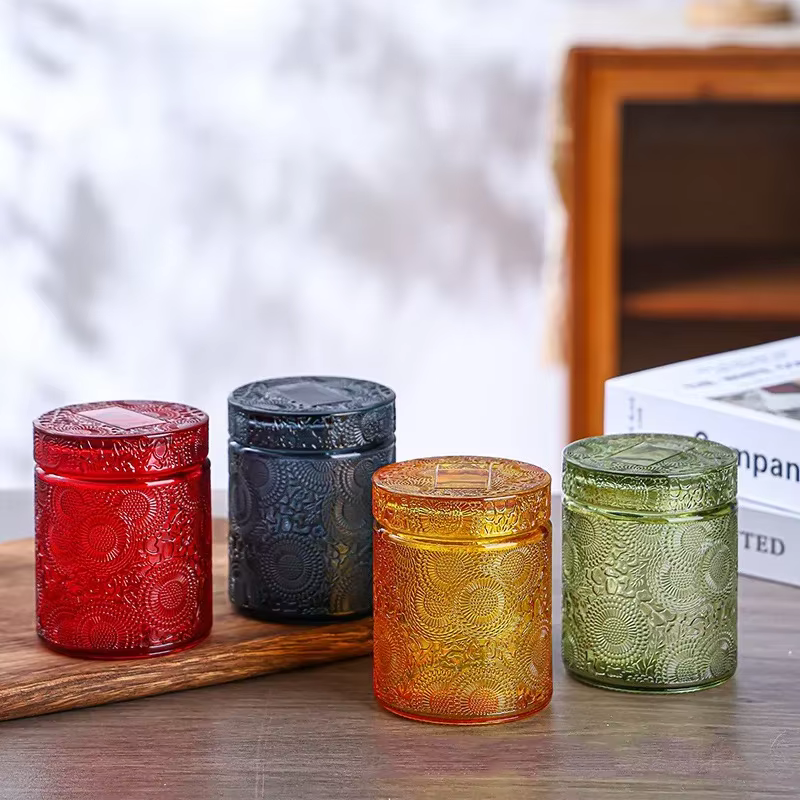 Pot de rangement en verre avec couvercle