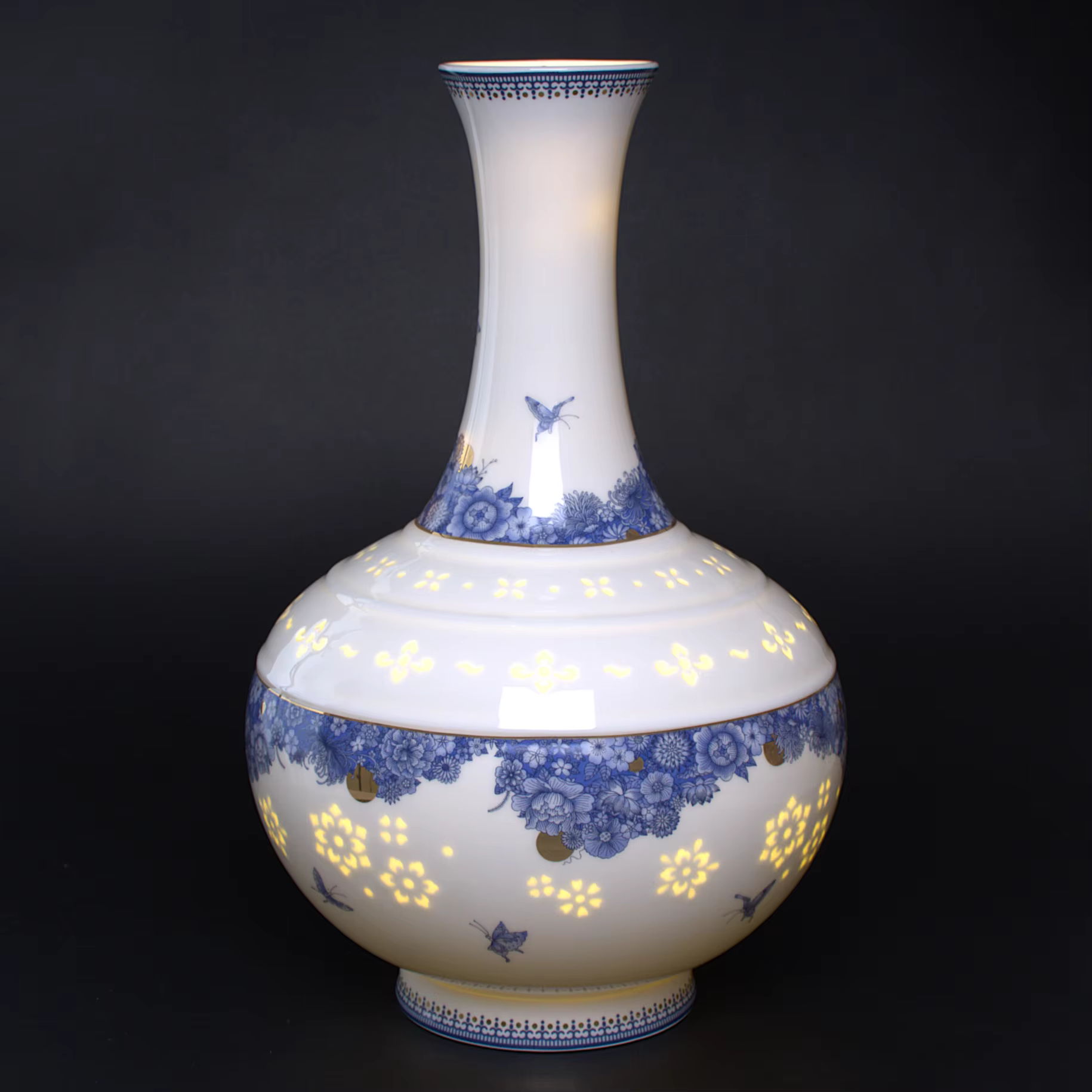 Vase en porcelaine Linglong de Jingdezhen LIANHUA POTTERY