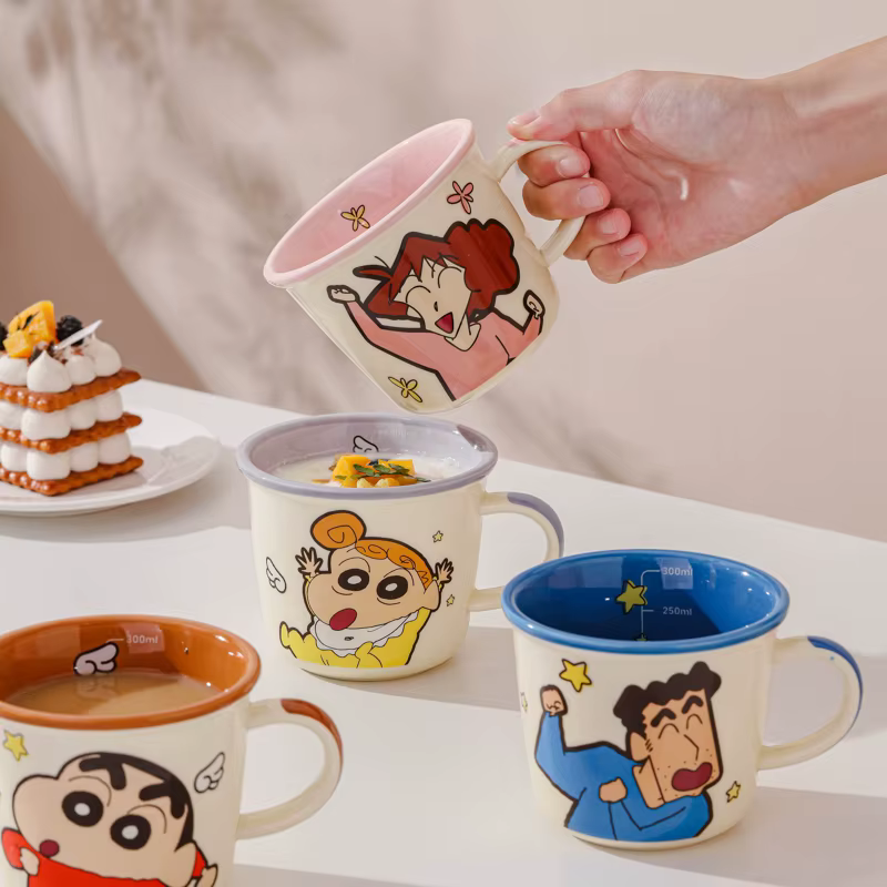 Crayon Shin-chan tasse dessin animé mignon série familiale céramique petit déjeuner lait café céréales tasses cadeaux de Couple pour ami anniversaire