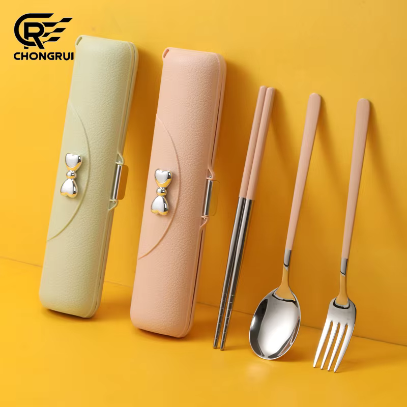 Ensemble de couverts de style coréen 3 pièces en acier inoxydable 304