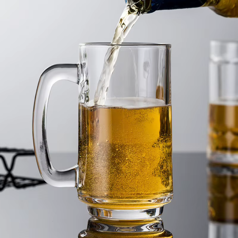 Verre à Bière Artisanal Classique Transparent avec Poignée