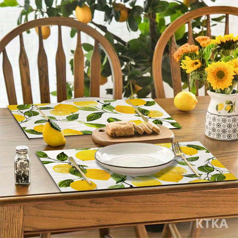 4 pièces, sets de table imprimés citron vif