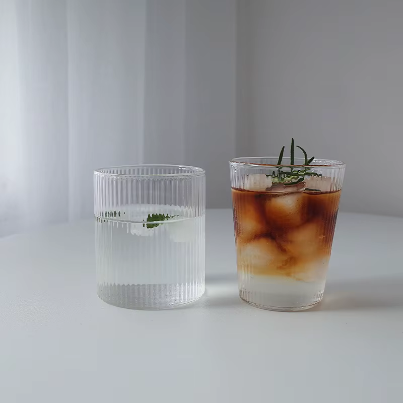 INS tasses en verre nervuré verres à boire tasse de thé glacé eau jus