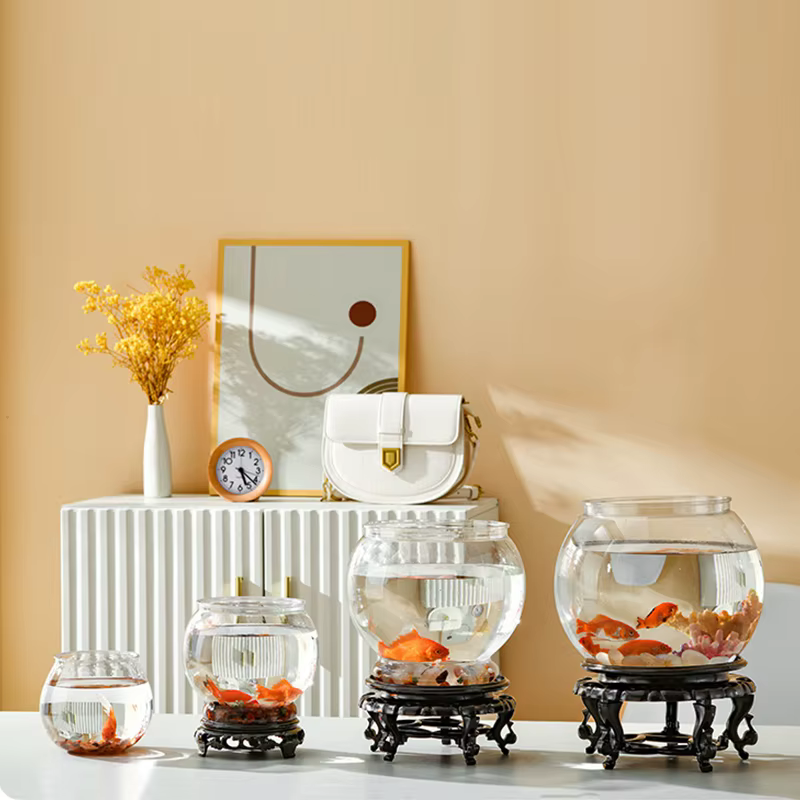 Bol à poisson rond Portable, petits Aquariums pour petits poissons et Reptiles ornementals, verre haute transparence, bonne vue, matériau PET