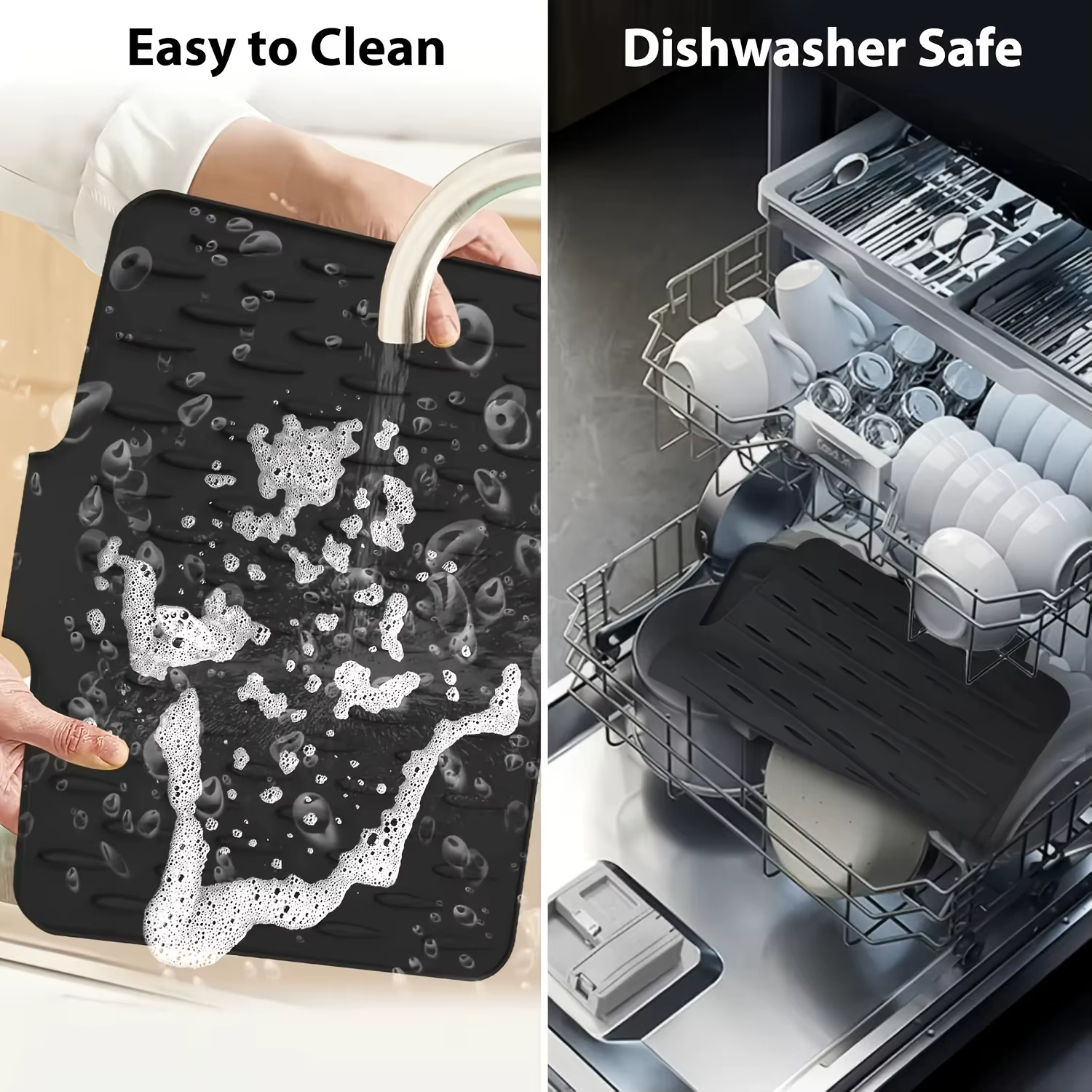 Tapis de vidange de cuisine en Silicone avec conception de Drainage intégrée