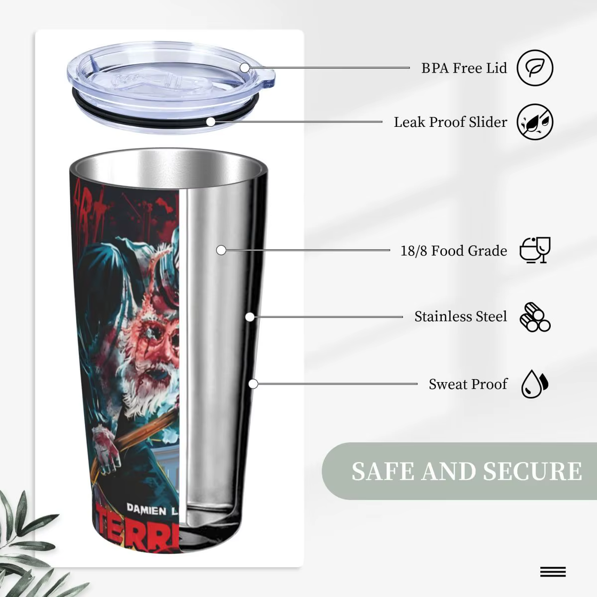 Tasses à café en acier inoxydable avec couvercle