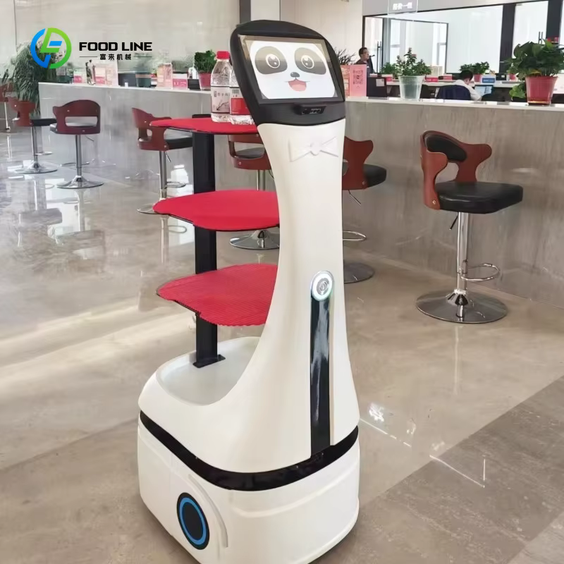 Robot de livraison de services IA 4G 5G Wi-Fi Bluetooth Connecté IP54 Charge 30kg Recharge Automatique Machine de Guidage pour Réception d'Hôtel Personnalisable