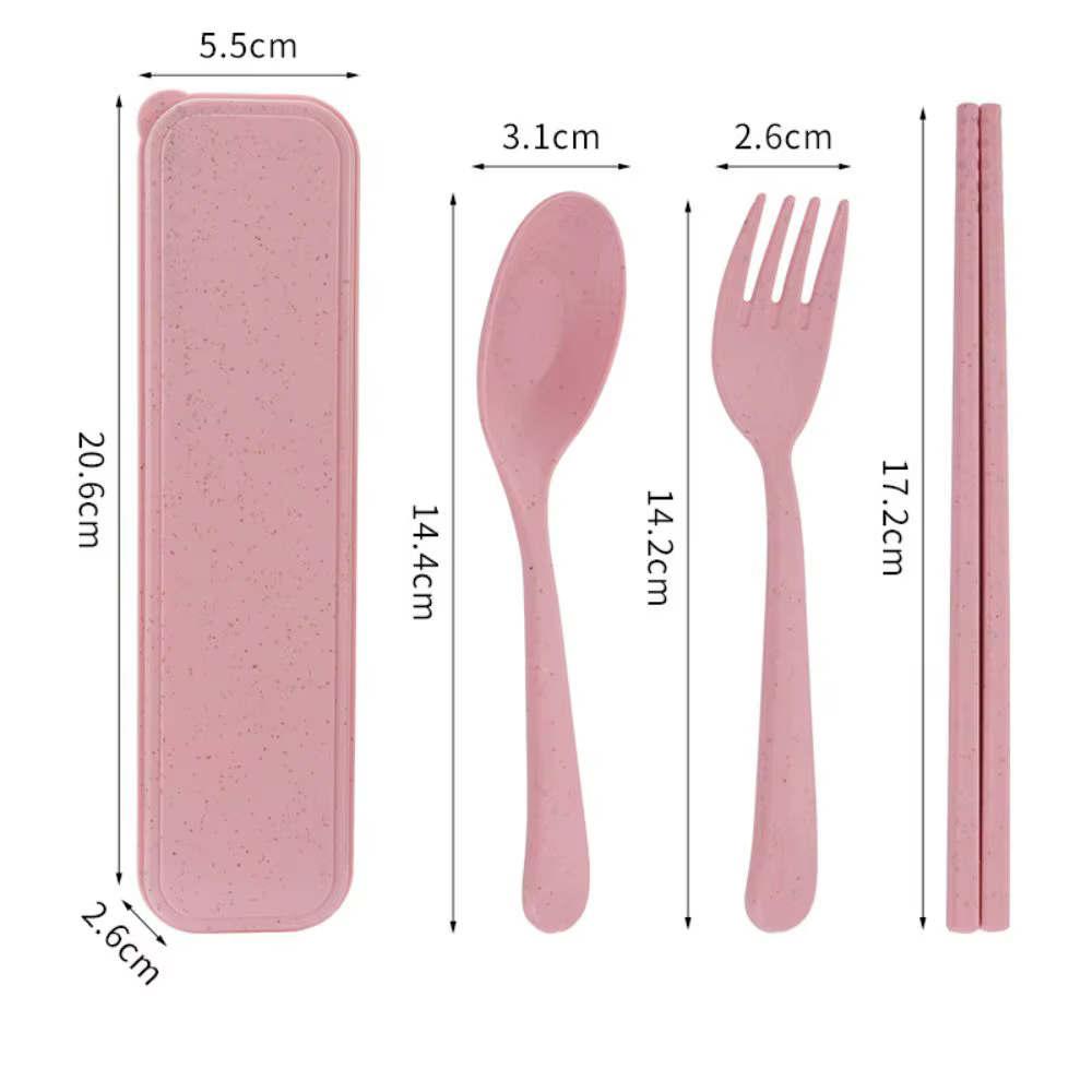 Ensemble de couverts en plastique avec boîte de rangement