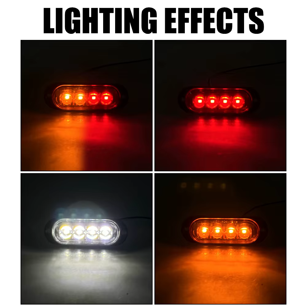 Balise de remorque de camion de voiture, feu latéral LED étanche DC 12V 24V 4LED, voyant d'avertissement, feu de position