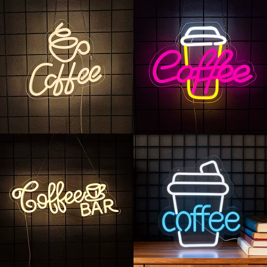 Enseigne néon pour bar à café