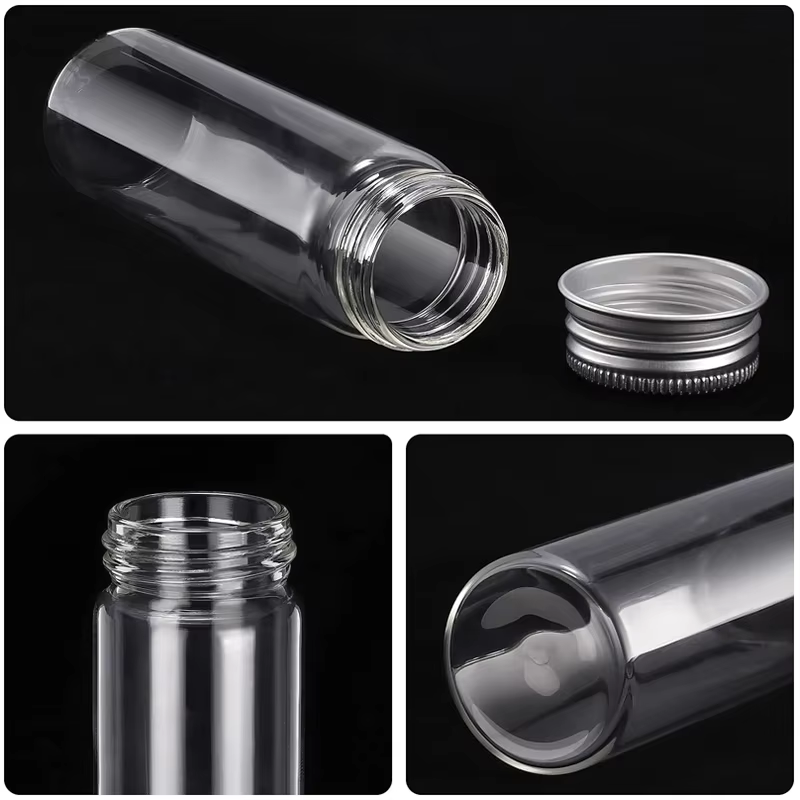 Bouteilles en verre avec couvercles en aluminium