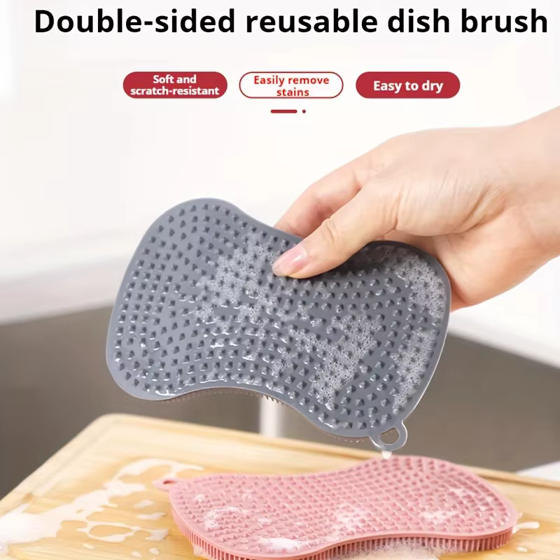 Brosse à vaisselle double face en Silicone