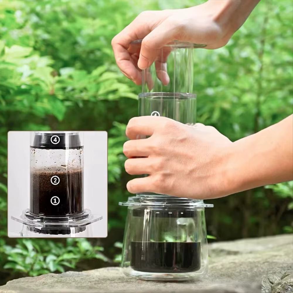 Partager Pot Portable bouilloire à café Transparent Style français presse cafetière anti-dérapant léger main Verser