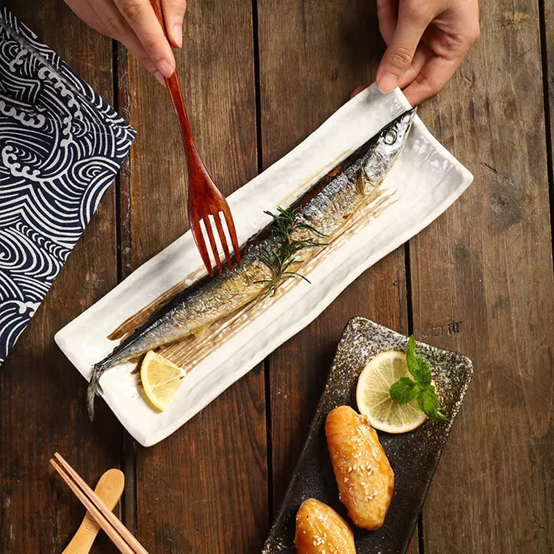 Assiette Japonaise Longue Carrée en Céramique