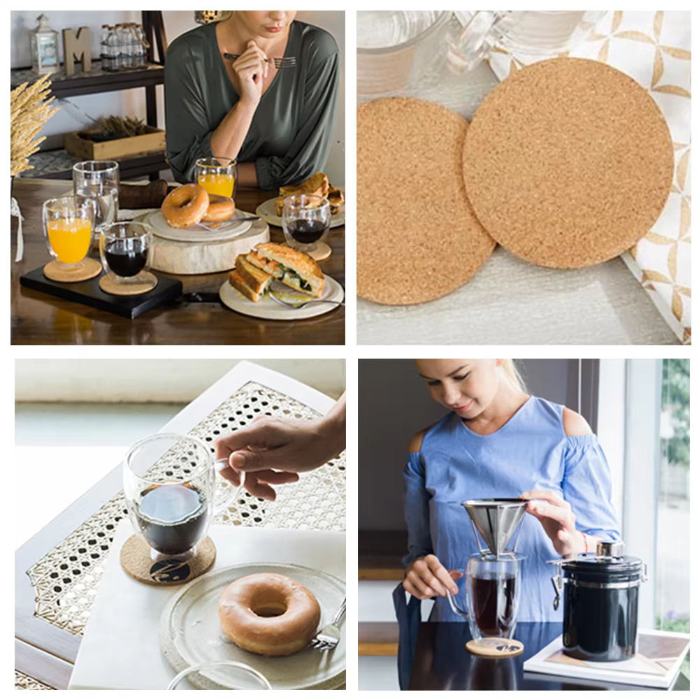 Dessous de verre en liège gravé, routes rurales, Bus, tasse à thé, café, support de boissons pour la cuisine, tapis en bois naturel, vaisselle ronde pour boissons