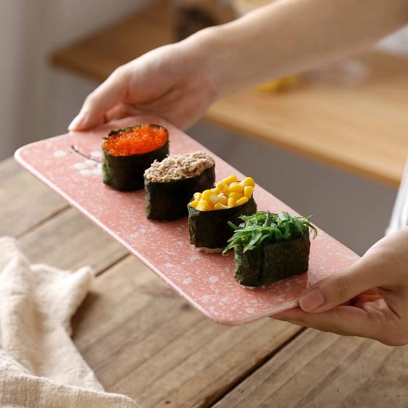 Assiettes rectangulaires en céramique de style japonais