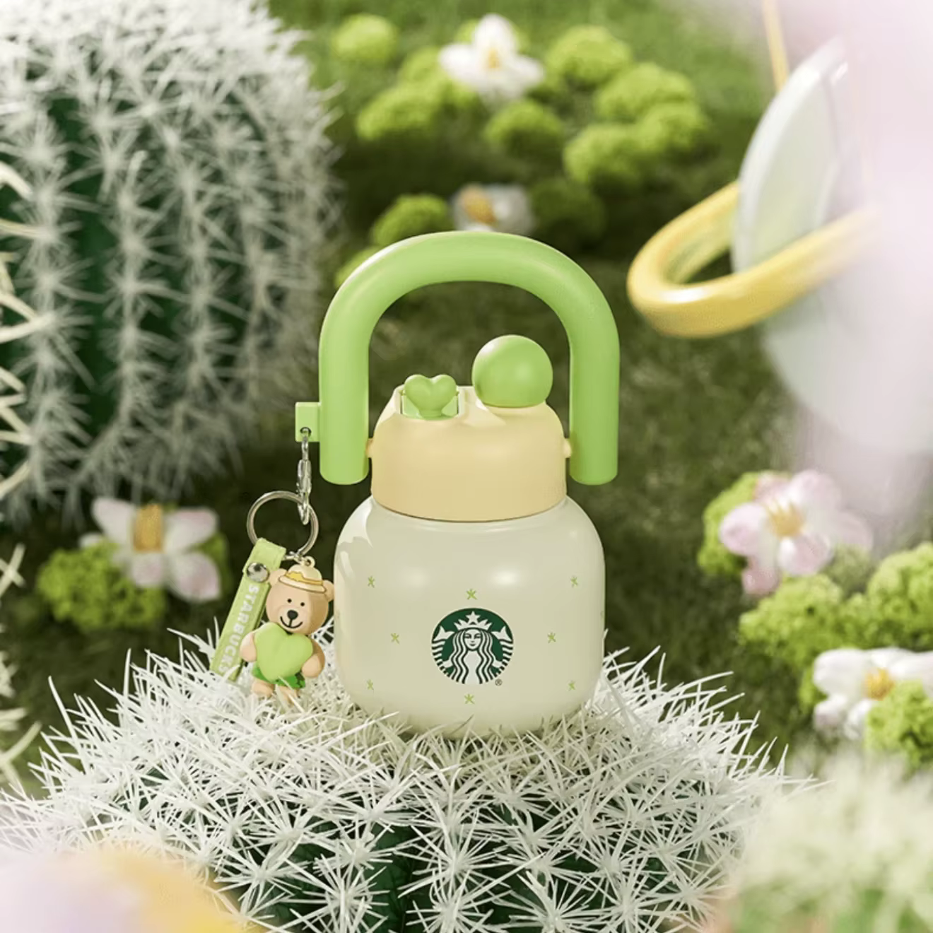 Tasse isotherme portable en acier inoxydable grande capacité double compartiment pour boissons Starbucks Succulent Garden Berry Good Time Rose