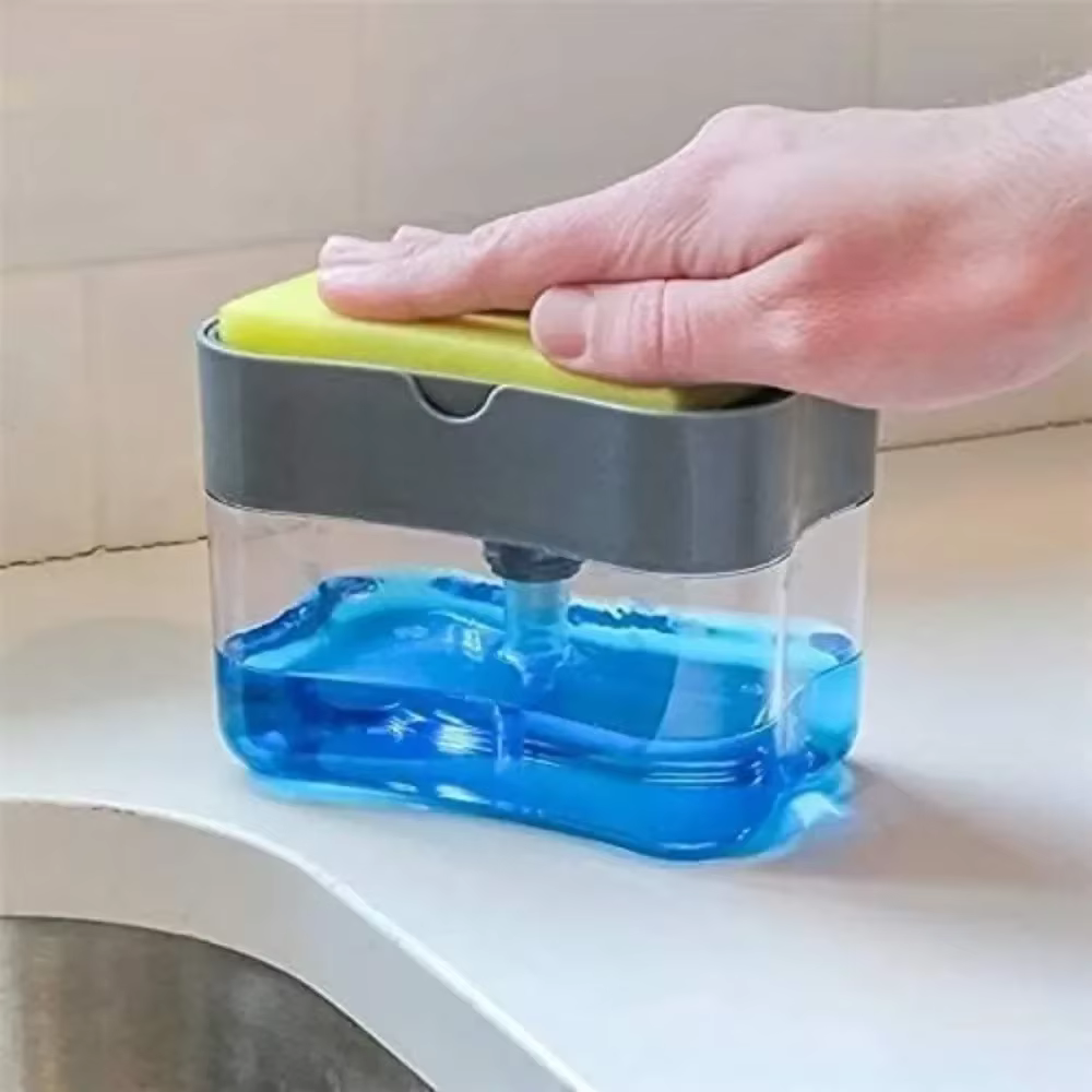 Distributeur à éponge 2 en 1 pour la vaisselle