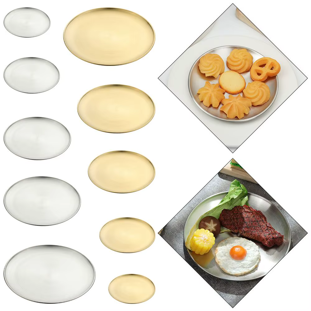 Disque de salle à manger rond en métal en acier inoxydable