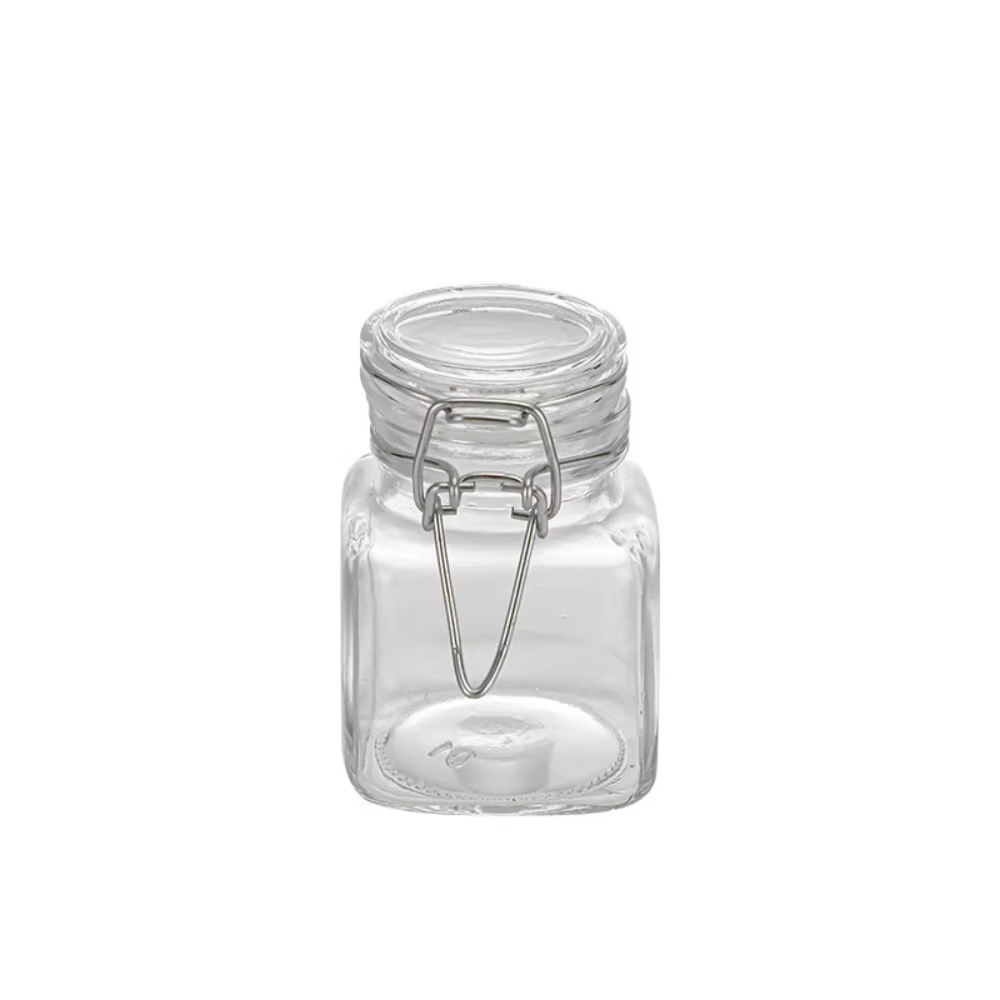 Pot en verre à boucle, pot en verre transparent hermétique