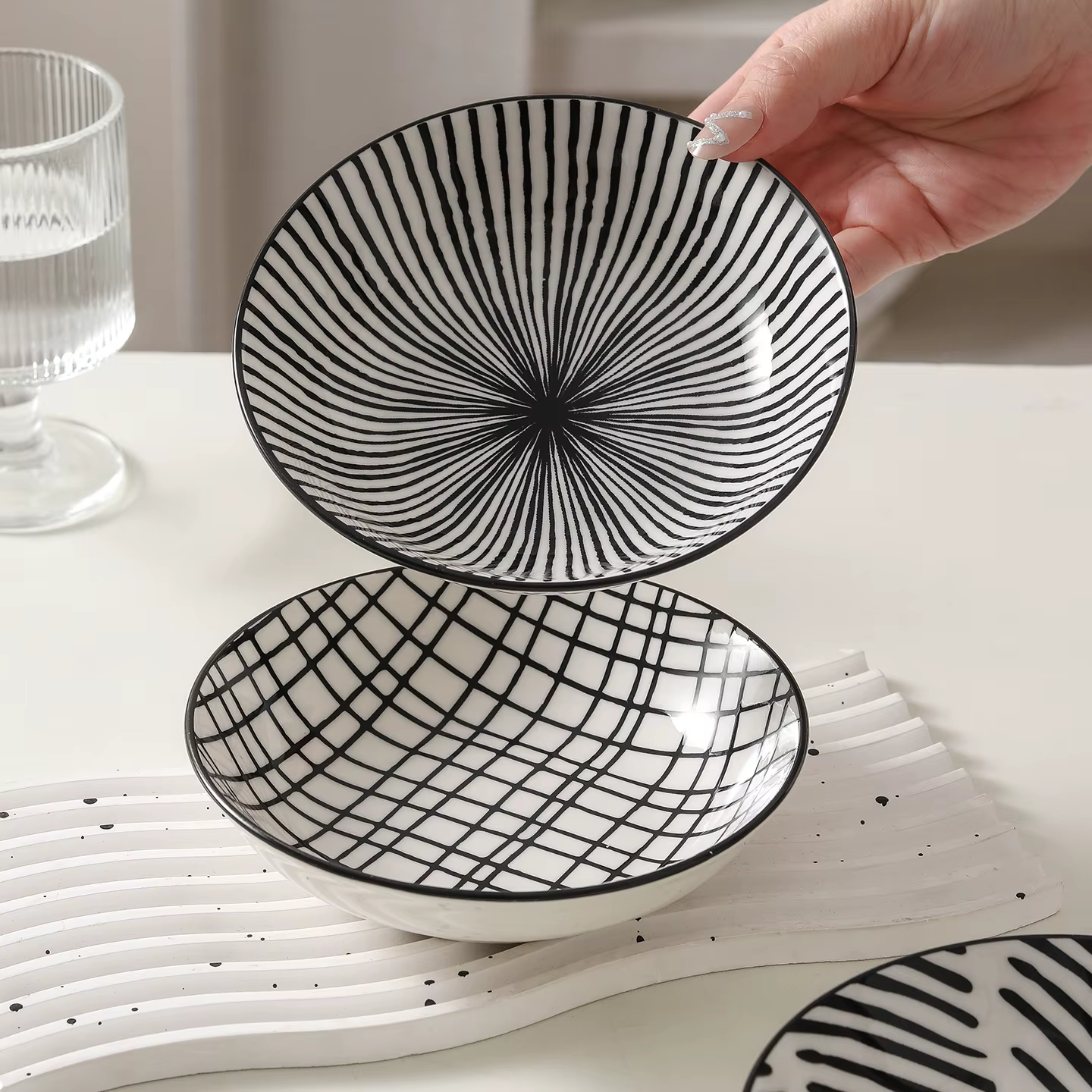 Lot de 6 plats à trempette en céramique style Hepburn