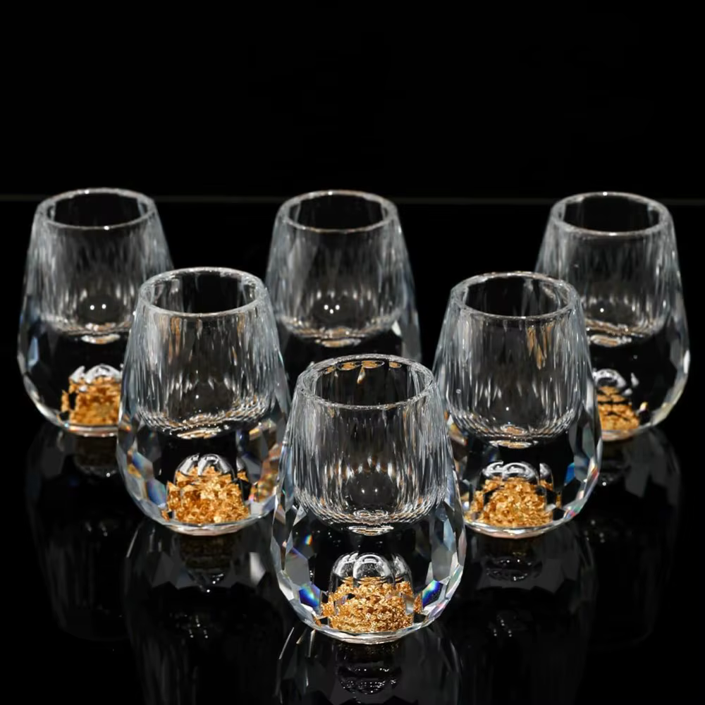 Verre à vin en cristal feuille d'or de 15 ml