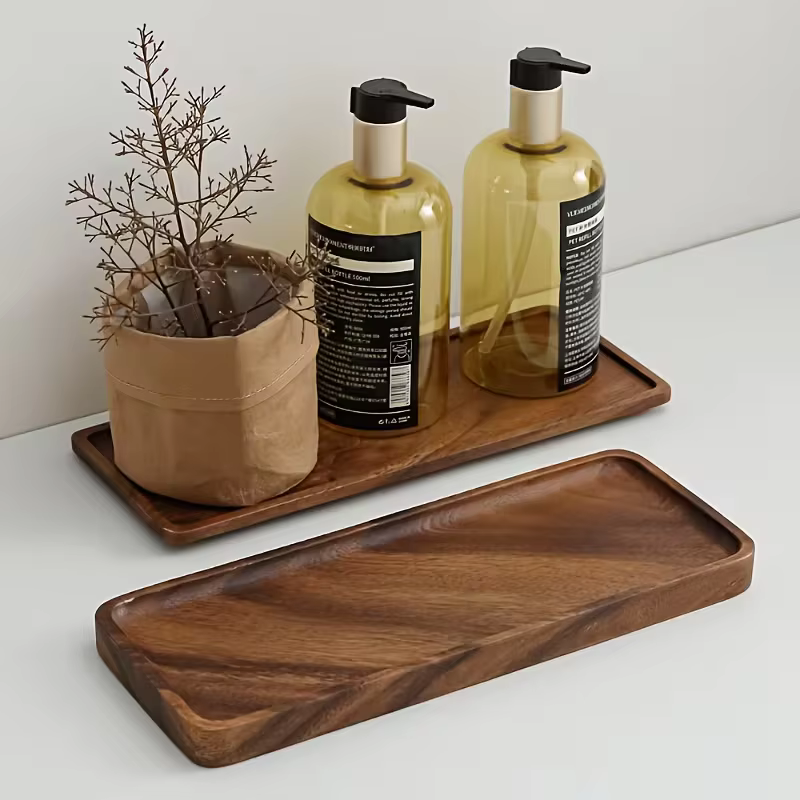 Plateau rectangulaire en bois naturel pour fruits