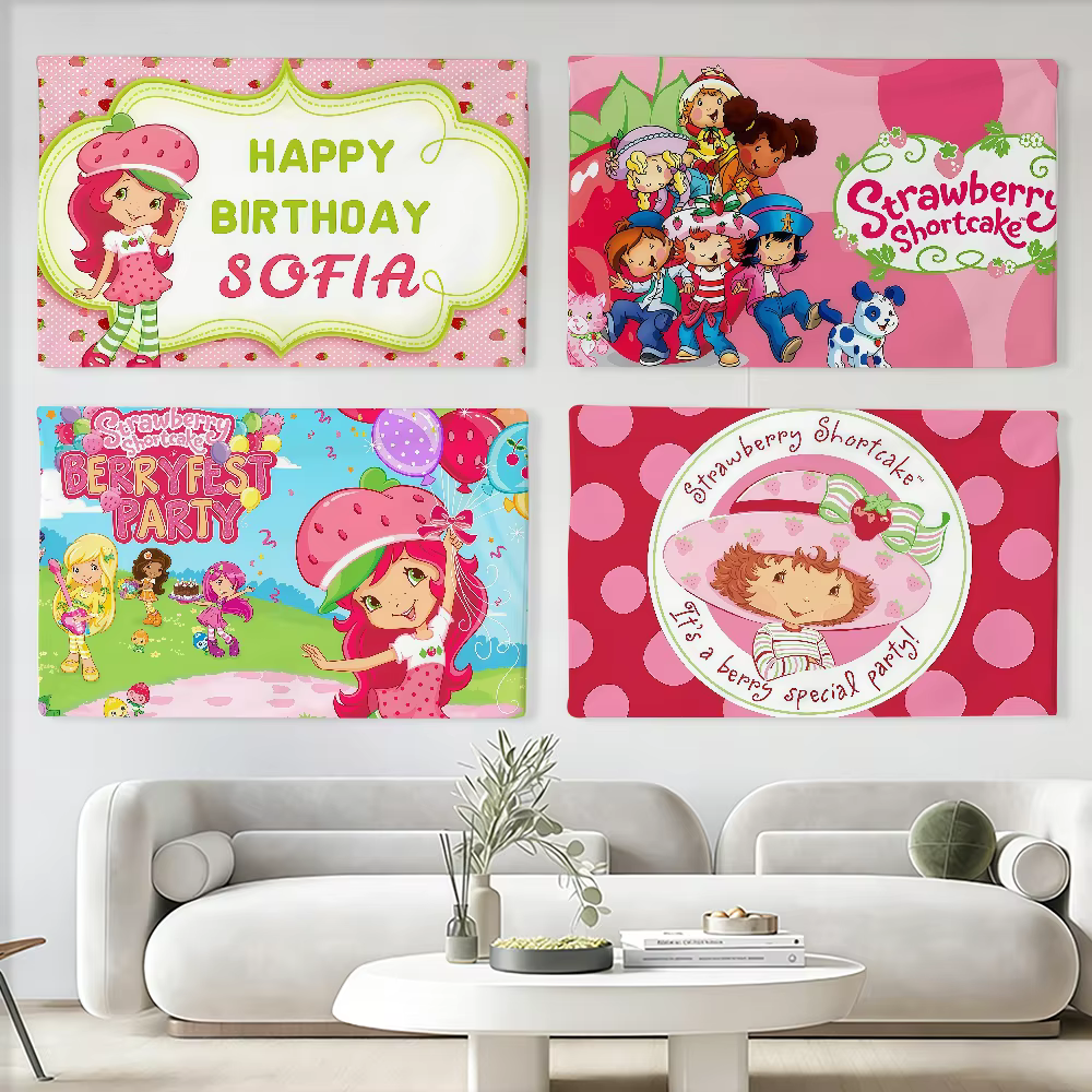 Drapeau de dessin animé S-Strawberry G-Girl, adapté pour les fêtes, les clubs, l'extérieur, la décoration murale intérieure, bannière, cadeau
