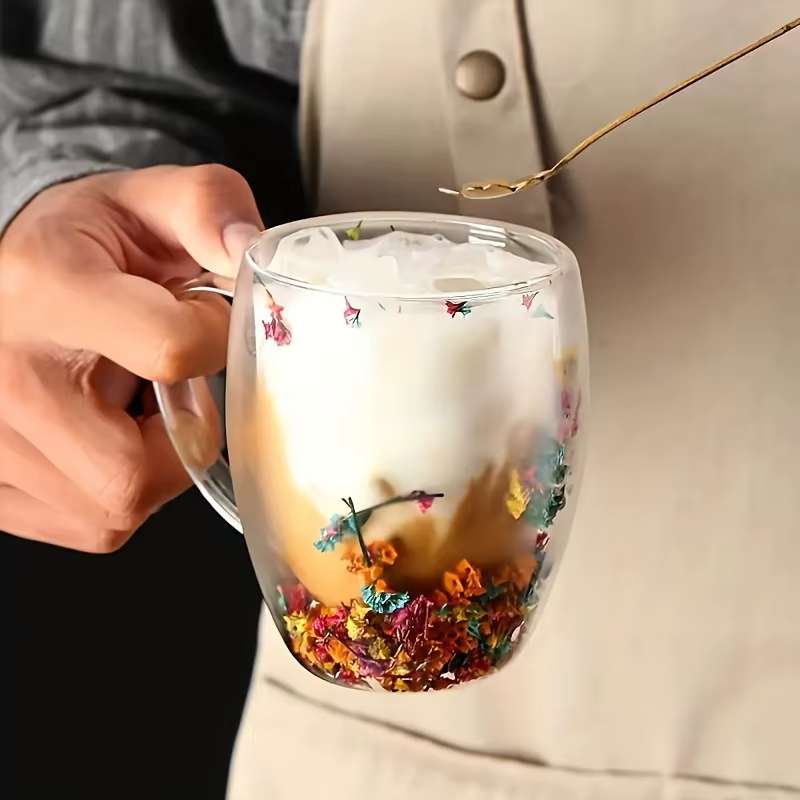 Tasses à café en verre transparent à double paroi