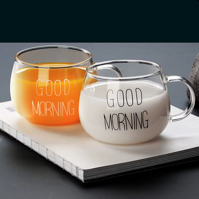 350ml lettre imprimée Transparent créatif verre café thé tasse boissons Dessert petit déjeuner lait