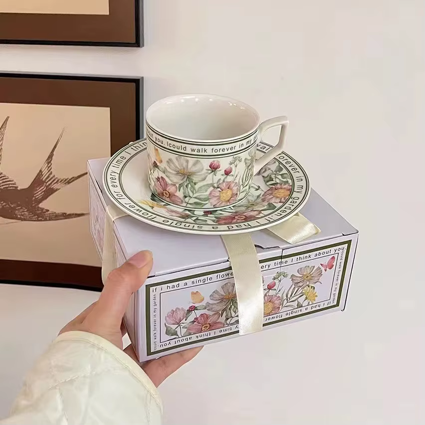 Ensemble de tasses à thé et soucoupes Vintage français de 260ml
