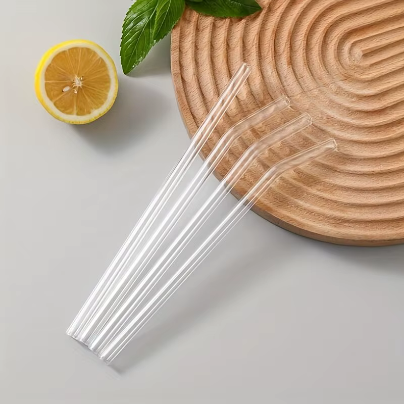 1set résistant à la chaleur verre pailles avec brosse-lot de 5-réutilisable et lavable