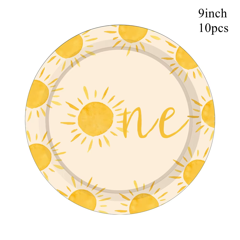 1 ensemble bohème soleil vaisselle jetable assiettes en papier tasses