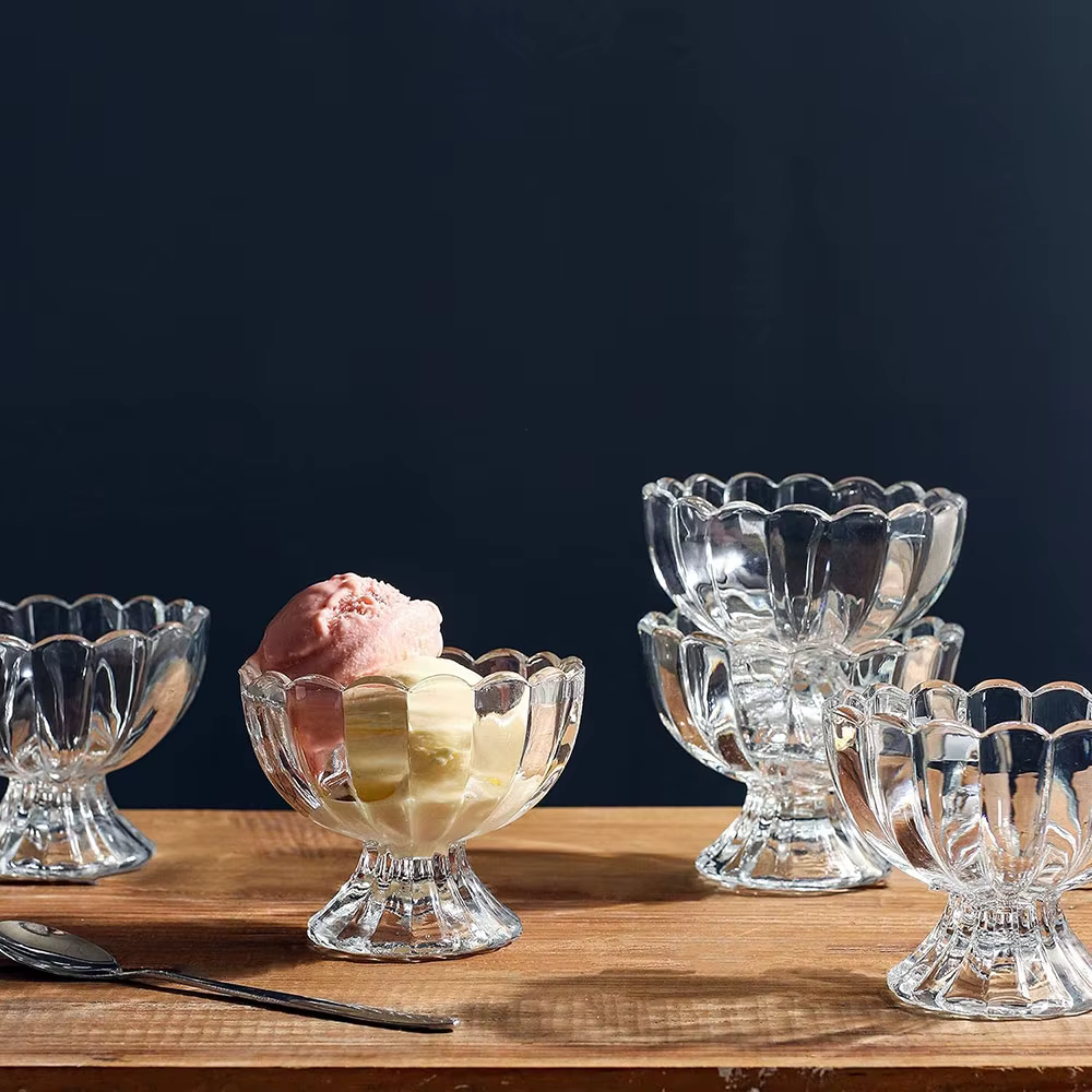 Bol à dessert en verre tulipe à pied de 5 oz – Idéal pour les coupes glacées